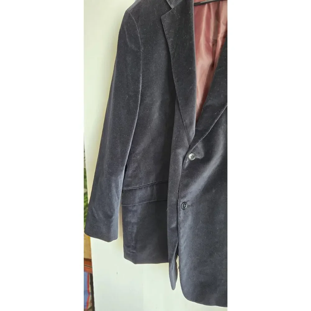 J. Ferrar Black Velvet Sport Coat Blazer SLIM FIT 100% Cotton Winter Dressy 48R